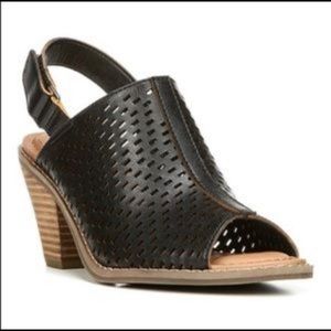 Dr. Scholls Codie Black open toe ankle strap heel Size 7M